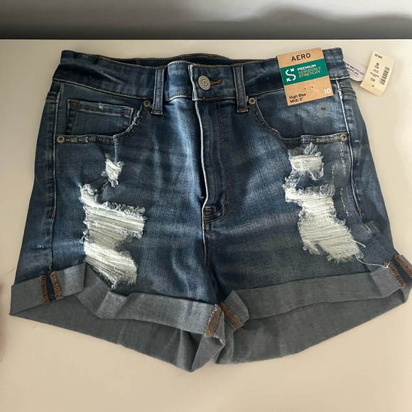 Short En Jean Aeropostale Taille 2 Junior - Coupe Petit Ami (boyfriend), Bleu, Occasion Très Bon état